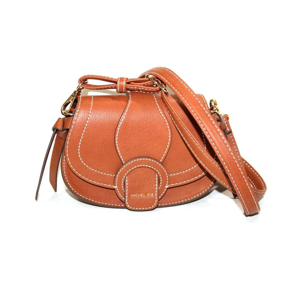Rachel Zoe Collection Edessi Crossbody Belt Purse Brown Saddle Bag Vegan Leather